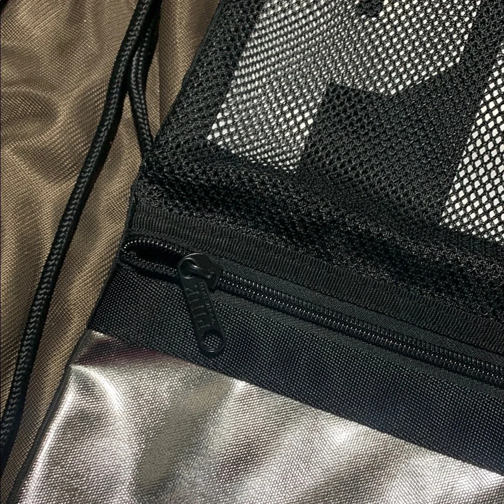 Pink Victoria's Secret - Drawstring‎ Backpack Black & Metallic Silver 5205